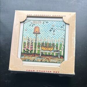 Garden Absorbent Coaster Set - Blue